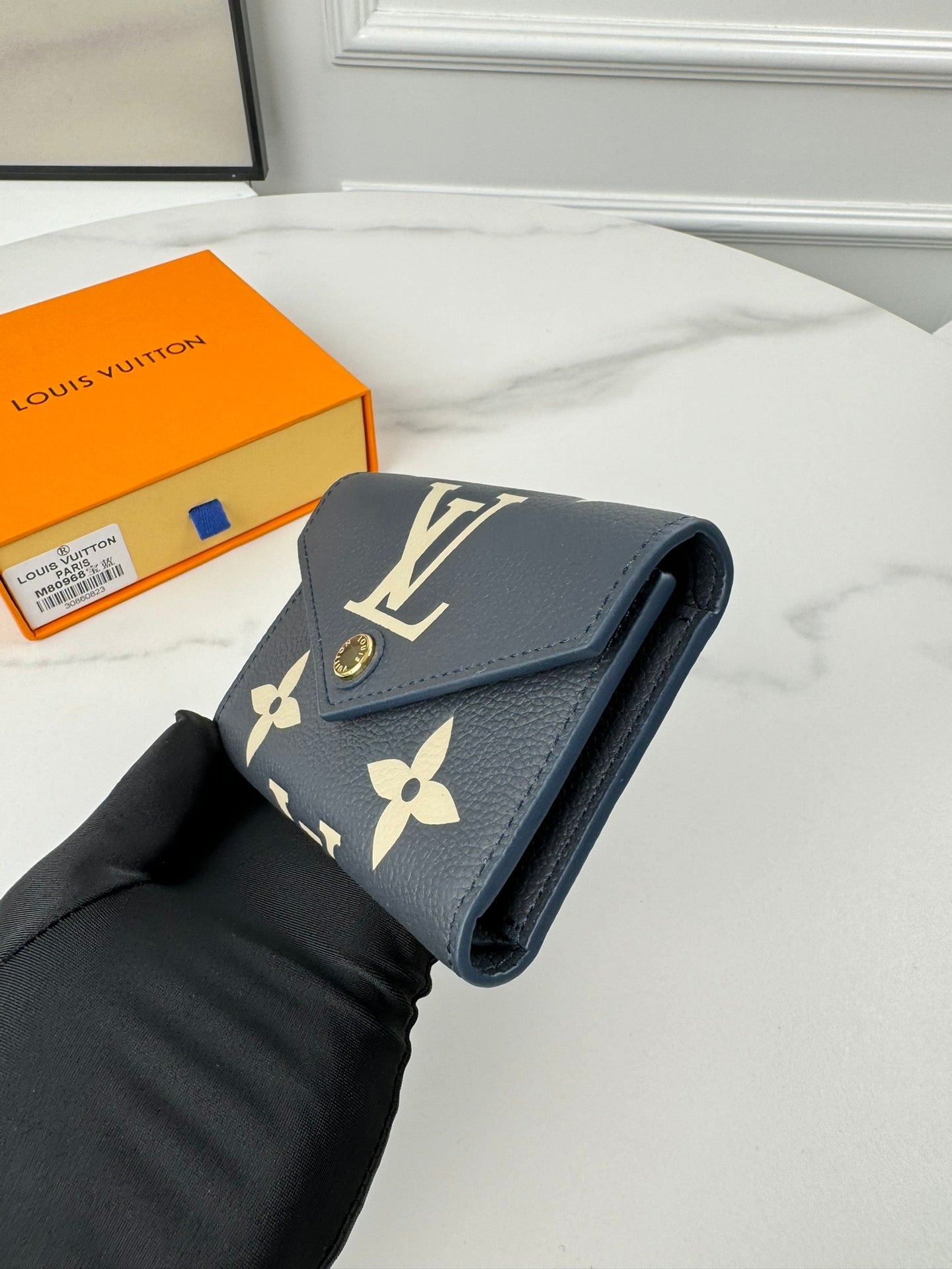 LV Victorine Wallet Black Beige Monogram Empreinte Leather 221543