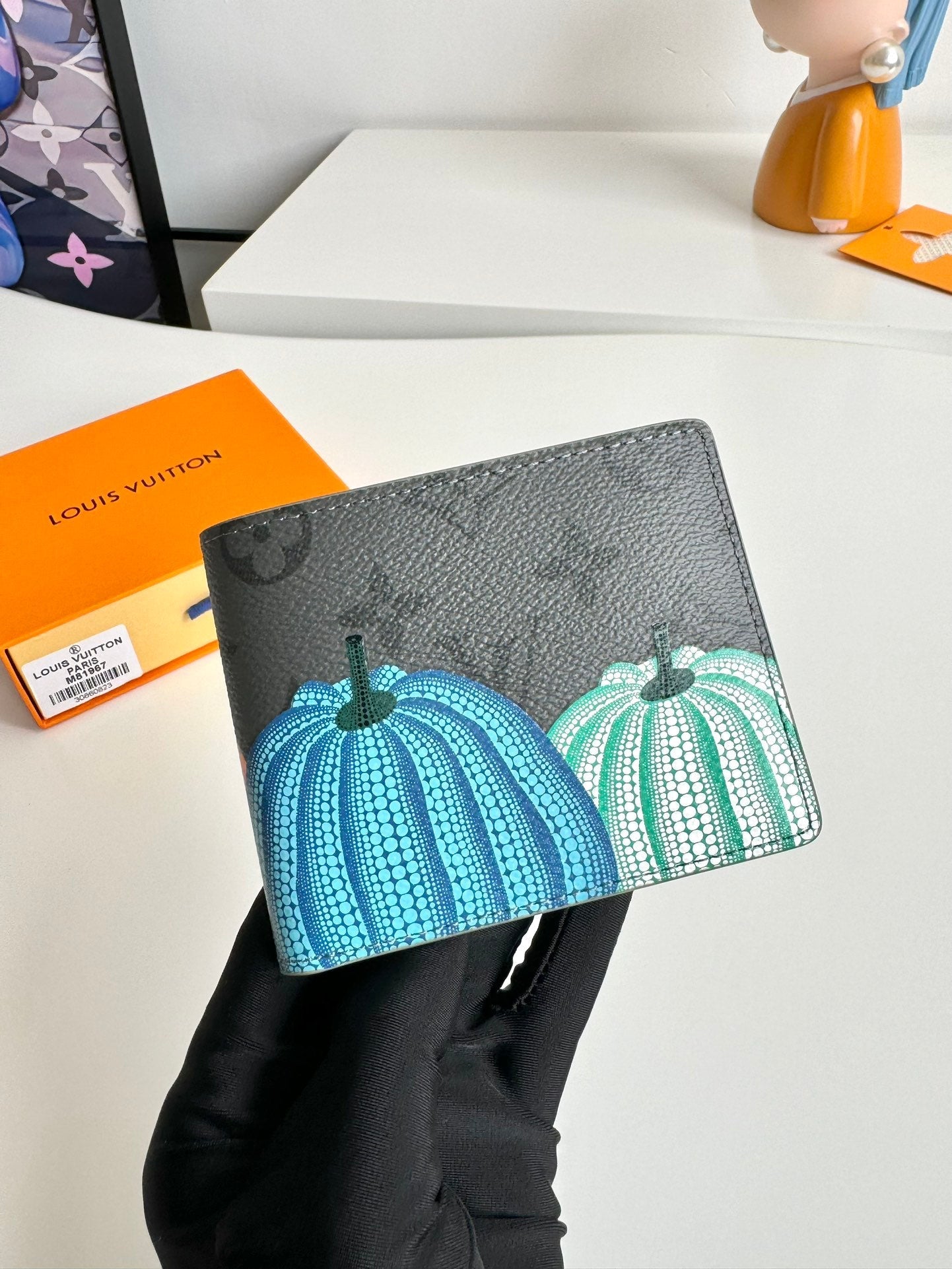 LV x YK Pumpkins Slender Wallet Monogram Eclipse Canvas 221437