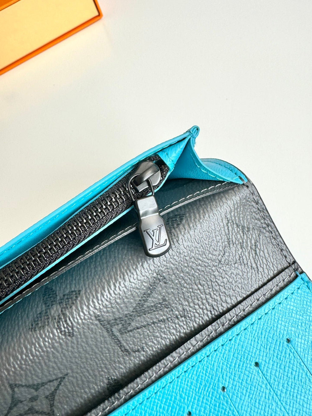 LV Brazza Wallet Turquoise Monogram Eclipse Canvas 221447