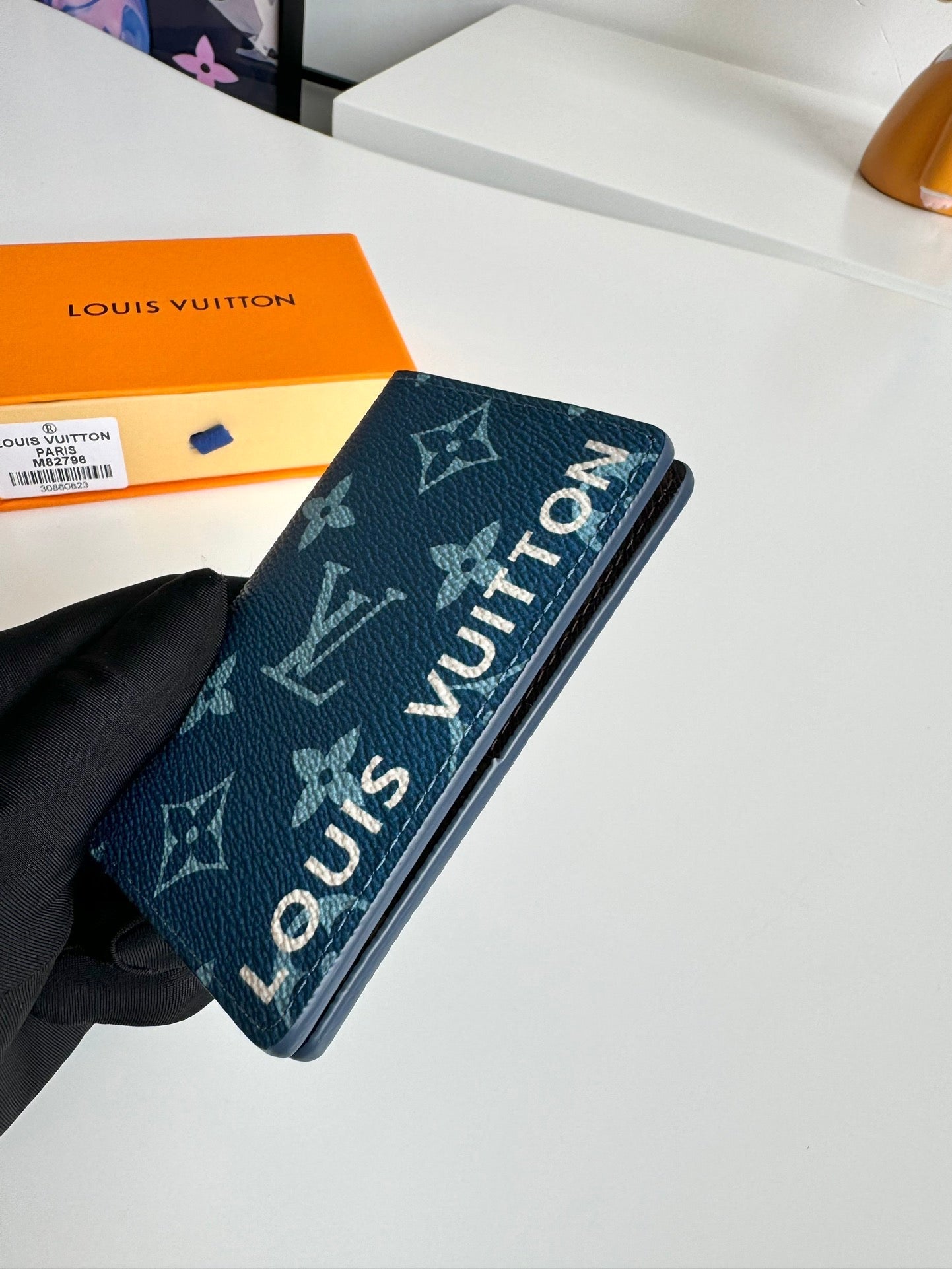 LV M82796 Pocket Wallet Blue Brown Monogram Canvas 221261