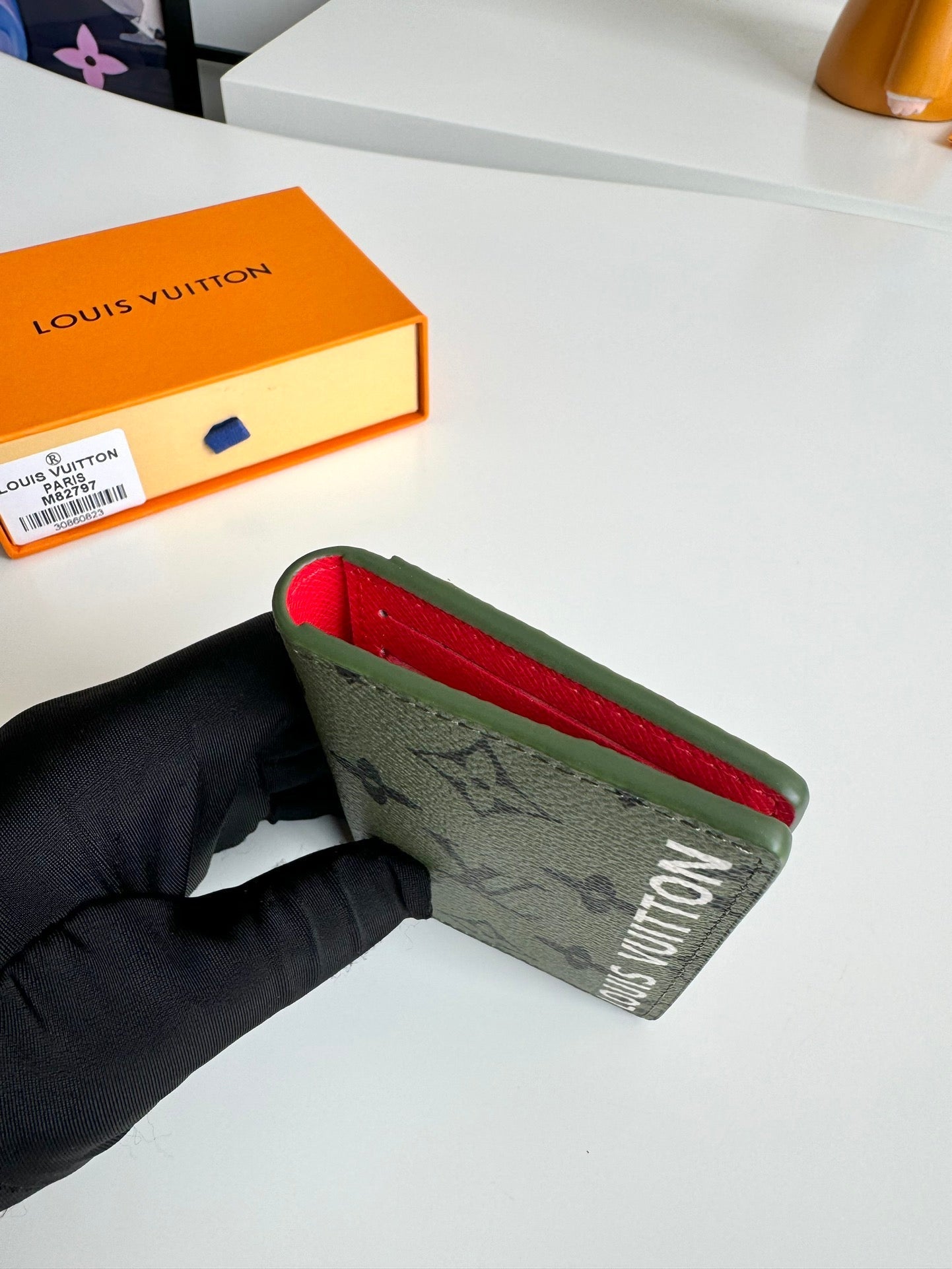LV M82797 Pocket Wallet Green Red Monogram Canvas 221263