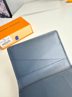 LV M82324 Pocket Wallet Navy Blue Monogram Cowhide Leather 221268
