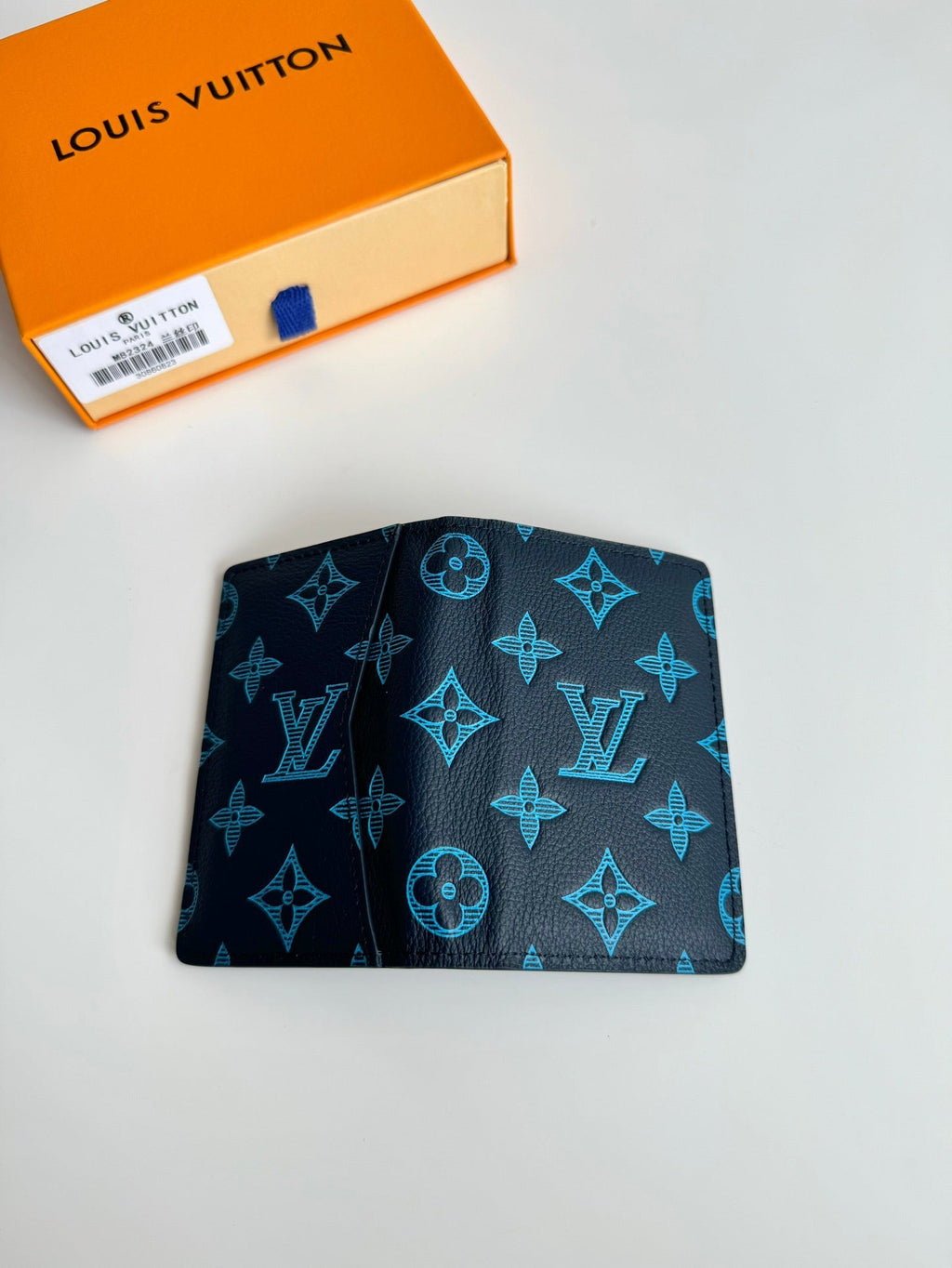 LV M82324 Pocket Wallet Navy Blue Monogram Cowhide Leather 221268