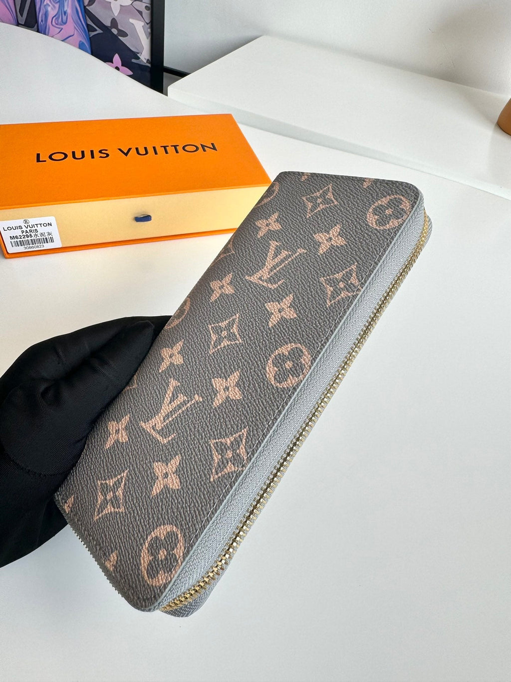 LV Zipper Wallet Trianon Gray Monogram Canvas GHW 221280