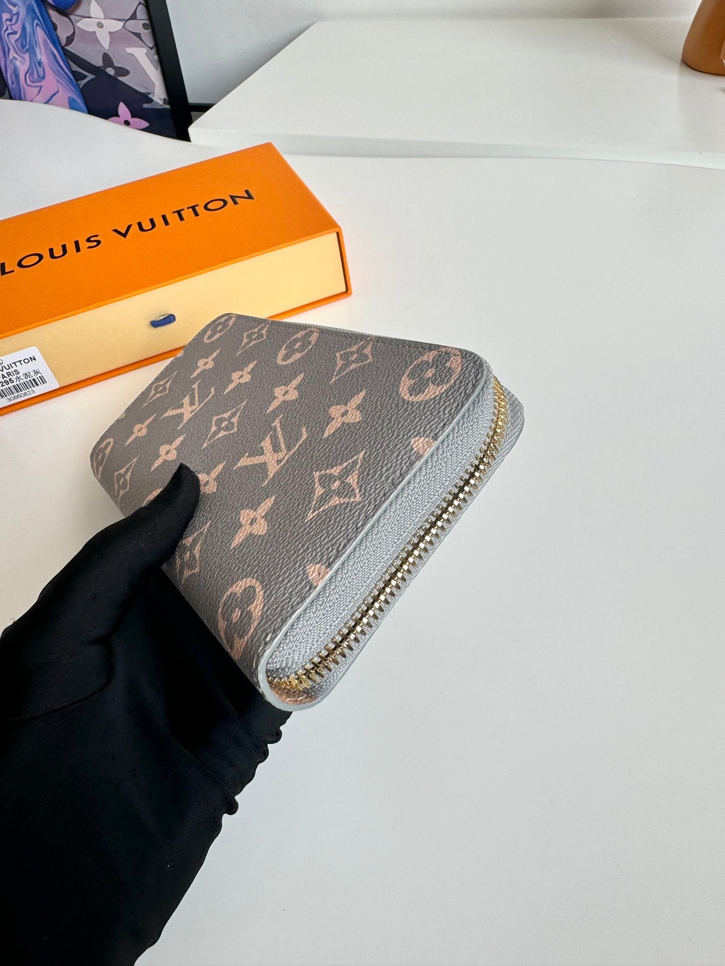 LV Zipper Wallet Trianon Gray Monogram Canvas GHW 221280