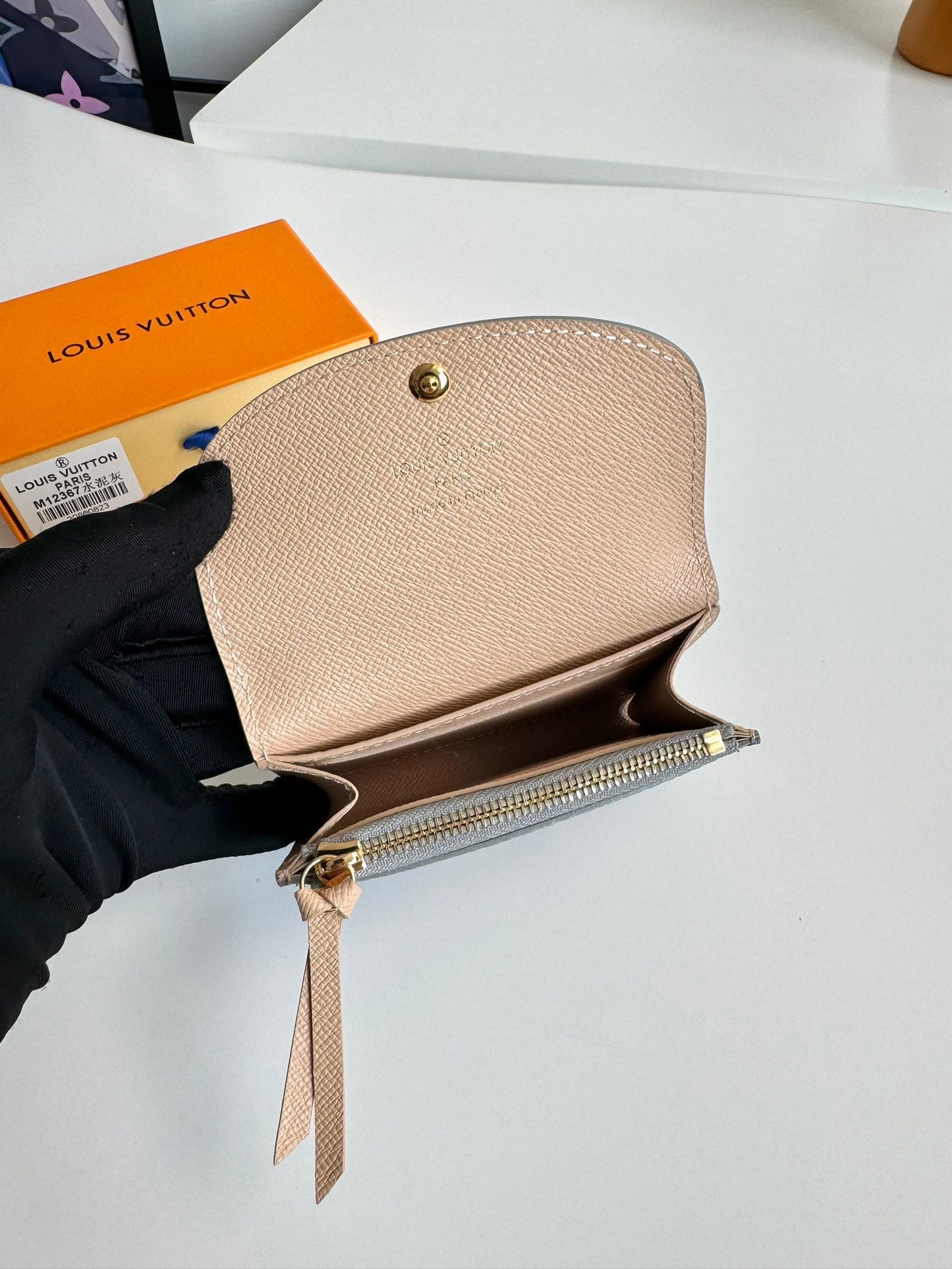 LV 24 Rosalie Coin Purse Trianon Gray Canvas GHW 221287