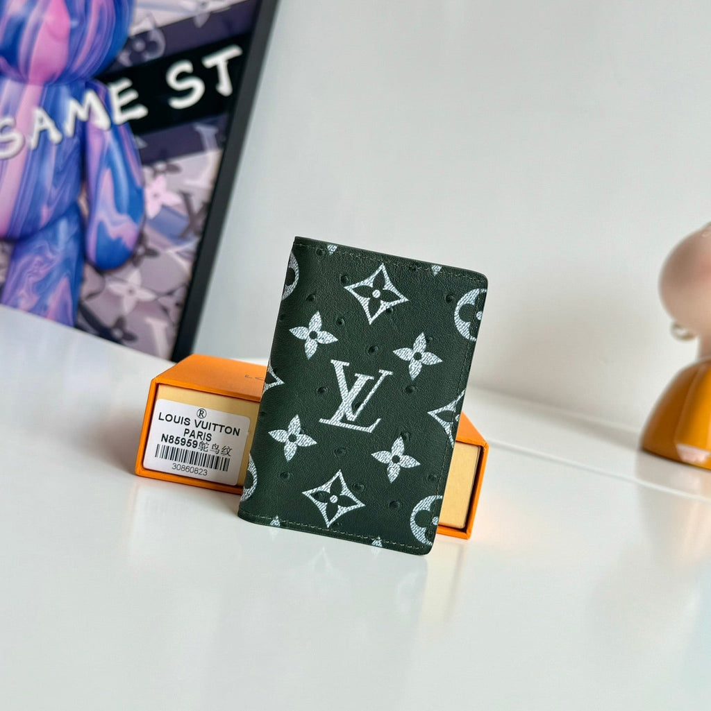 LV Pocket Organizer Green Ostrich Pattern 221310