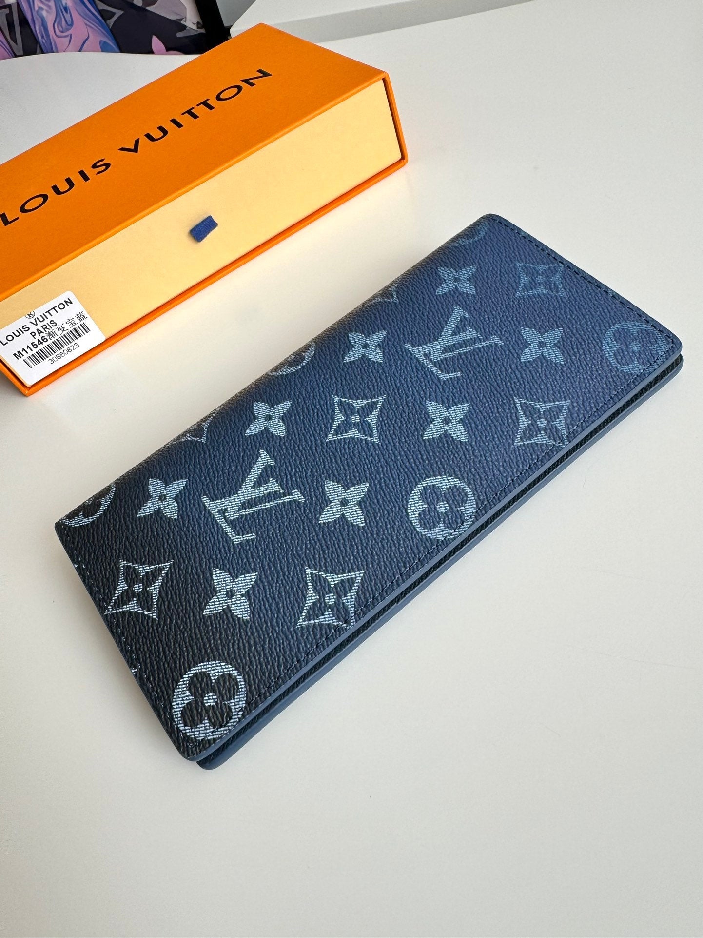 LV Brazza Navy Blue Monogram Gradient Canvas 221312