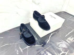 Celine 25 Eve Triomphe Ballet Flat Blue Velvet 547726