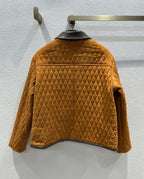 Celine 25 Quilted Jacket Brown Suede Leather