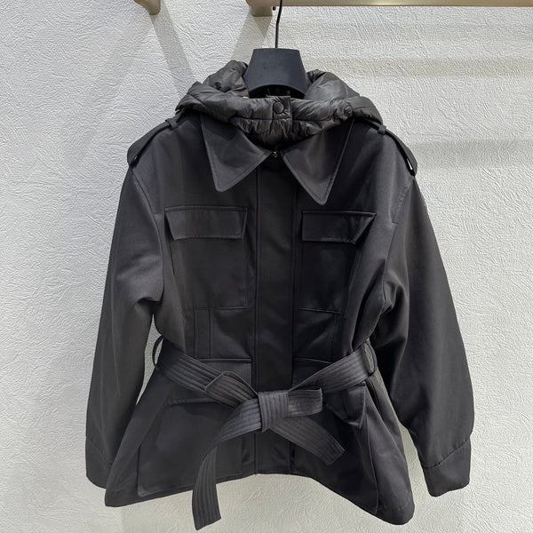 MC 2025 Essalois Hooded Down Field Jacket Black Viscose Polyester