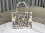 CD Book Tote 26.5 Beige White Canvas