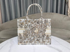 CD Book Tote 36.5 Beige White Canvas