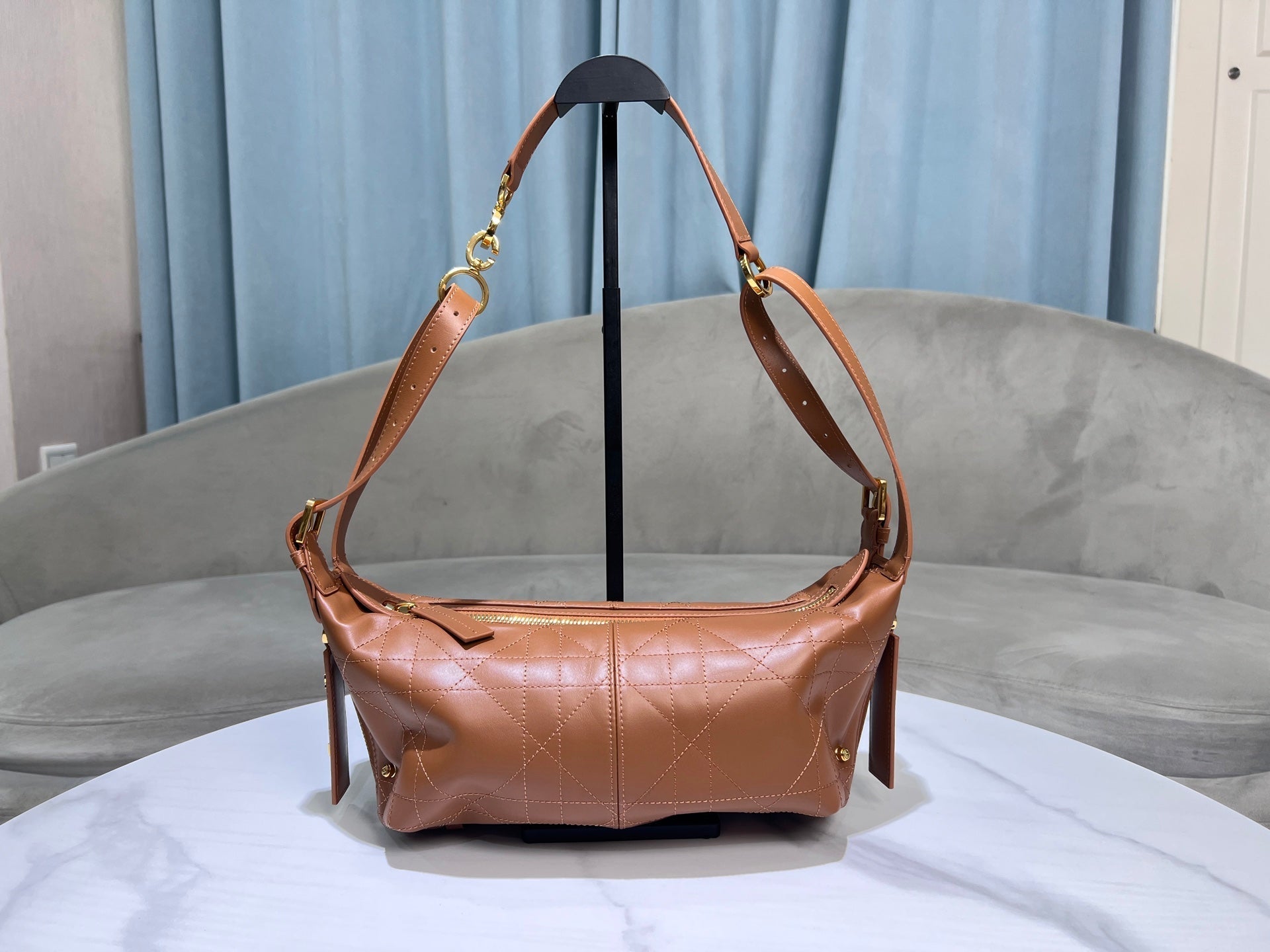 CD Hobo Bag 23 With Chain Brown Calfskin