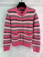 Chanel 25 Cardigan Pink and White Wool 308025