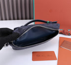 EXTRA POCKET L19 IN SPACE BLUE OSTRICH LEATHER
