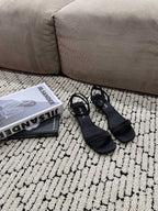 PRA TRIANGLE HEEL SATIN SANDALS BLACK