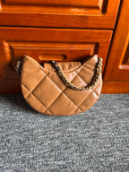 HOBO BAG 23 IN BRONZE BROWN LAMBSKIN GOLD MIX SILVER HARDWARE