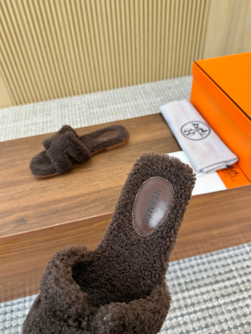 HM Oran Sandal Brown Coffee Wool  543689