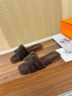 HM Oran Sandal Brown Coffee Wool  543689