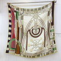HM 25s Scarf 140cm White Gray Cashmere 973321