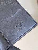 WALLET POCKET ORGANIZER AEROGRAM 11CM BLACK CALFSKIN