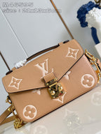 Pochette Metis East West 21.5 Brown White Monogram Empreinte Calfskin