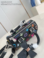LV x TM Nano Speedy 16cm Black Multicolored Monogram coated canvas