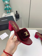 CC Mule Sandals 50mm In Drak Red Velvet 148939