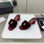 CC Mule Sandals 50mm In Drak Red Velvet 148939