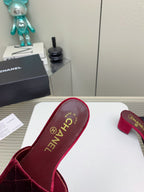 CC Mule Sandals 50mm In Drak Red Velvet 148939