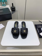 CC Mule Sandals 50mm In Black Quilted Lambskin 148942