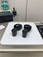 CC Mule Sandals 50mm In Black Quilted Lambskin 148942
