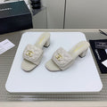 CC Mule Sandals 50mm In White Quilted Lambskin 148944