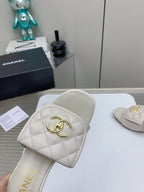 CC Mule Sandals 50mm In White Quilted Lambskin 148944
