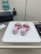 CC Mule Sandals 50mm In Light Pink Quilted Lambskin 148948