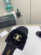 CC Slippers In Black Velvet 148954