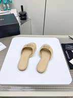 CC Slippers In Beige Lambskin 148995