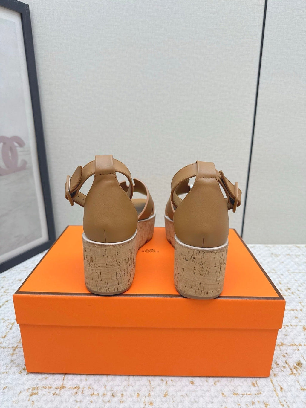 HM Luce 30 Sandal 65mm Brown Cowhide Cork 477969