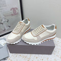 Brunello Panelled Sneakers Beige Taupe Grain Leather Suede 625367