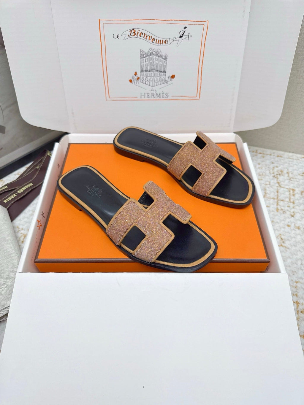 HM Oasis Sandals Black Brown Suede Cowhide 625264