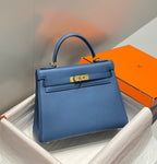 HM KELLY 28CM BLUE TOGO GOLD HARDWARE