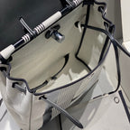 HERBAG A DOS ZIP RETOURNE BACKPACK 29 IN OFF-WHITE MIX BLACK CANVAS AND CALFSKIN