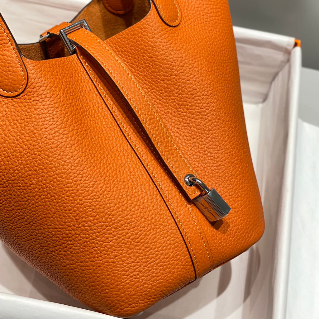 picotin lock dark orange togo leather gold hardware