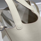 picotin lock ivory togo leather silver hardware