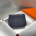 HALZAN 25 HANDLE BAG IN NAVY BLUE GRAINED CALFSKIN
