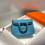 HALZAN 25 HANDLE BAG IN FOUNTAIN BLUE GRAINED CALFSKIN