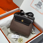 HM Mini Herbag Gold Buckle 20 Coffee Canvas and Hunter Cowhide 243300
