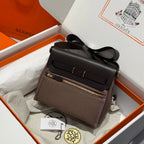 HM Mini Herbag Gold Buckle 20 Coffee Canvas and Hunter Cowhide 243300