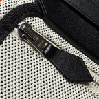 HM Mini Herbag Silver Buckle 20 Ecru White Canvas and Hunter Cowhide 243231